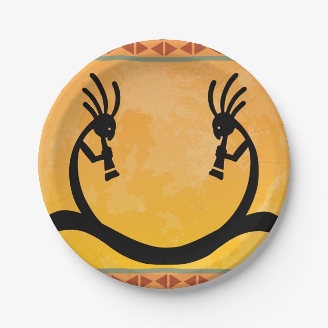 Southwestern Moon Kokopelli  Paper Plates (Front)