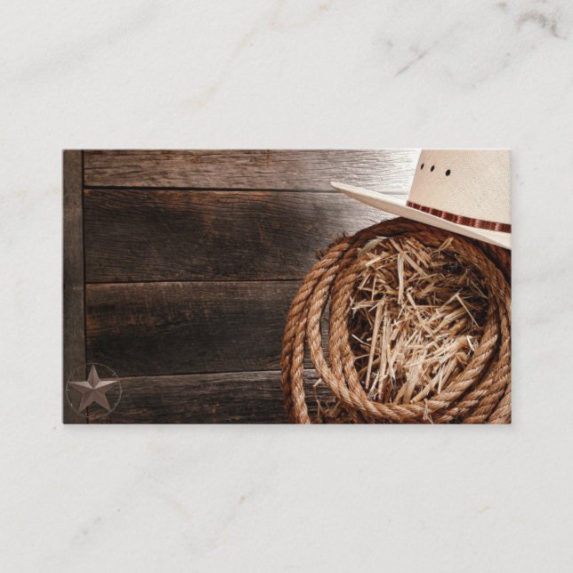 Southwestern Motif w/Cowboy Hat, Rope on a Business Card (Front)