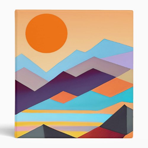 Southwestern Mountains Geometric Abstract  3 Ring Binder