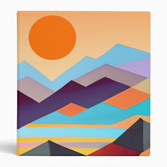 Southwestern Mountains Geometric Abstract  3 Ring Binder (Front)