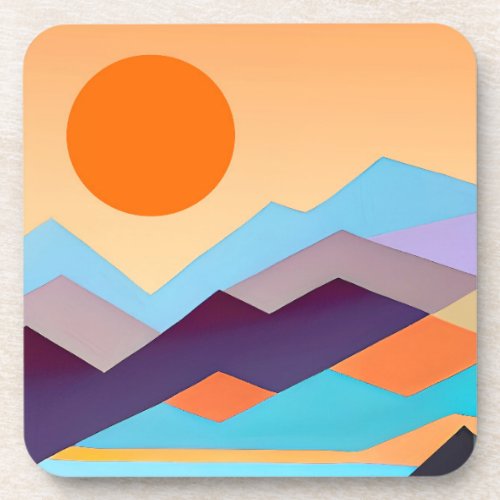 Southwestern Mountains Geometric Abstract  Beverage Coaster