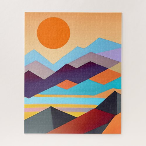 Southwestern Mountains Geometric Abstract  Jigsaw Puzzle