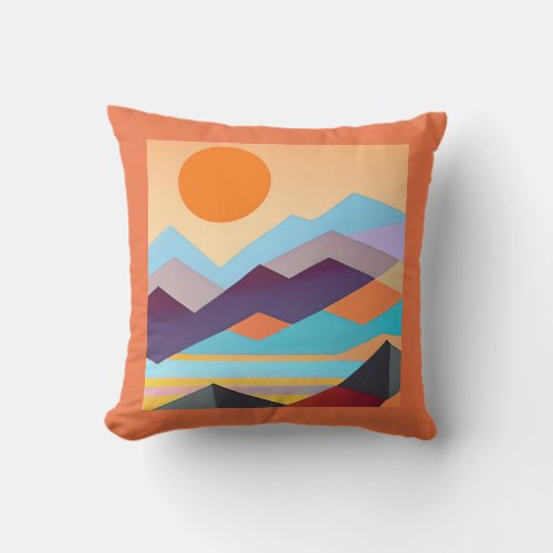 Southwestern Mountains Geometric Abstract  Outdoor Pillow