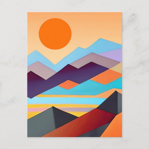 Southwestern Mountains Geometric Abstract  Postcard