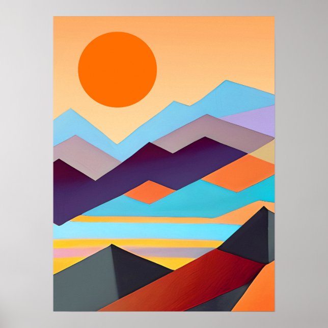 Southwestern Mountains Geometric Abstract  Poster (Front)