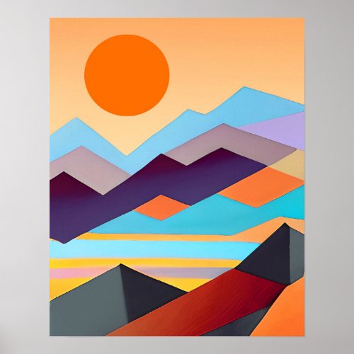 Southwestern Mountains Geometric Abstract  Poster