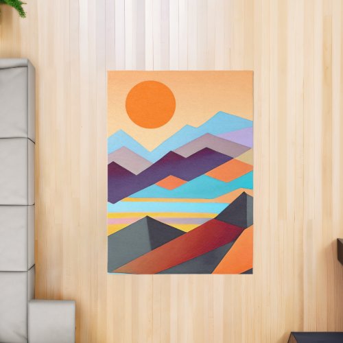 Southwestern Mountains Geometric Abstract  Rug
