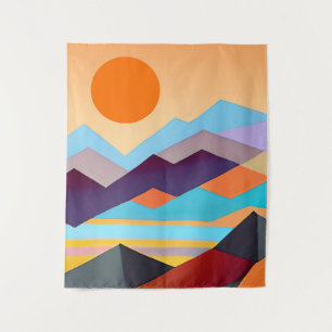 Southwestern Mountains Geometric Abstract  Tapestry