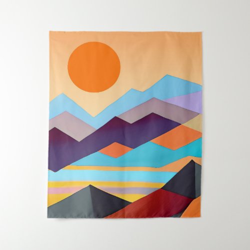 Southwestern Mountains Geometric Abstract  Tapestry