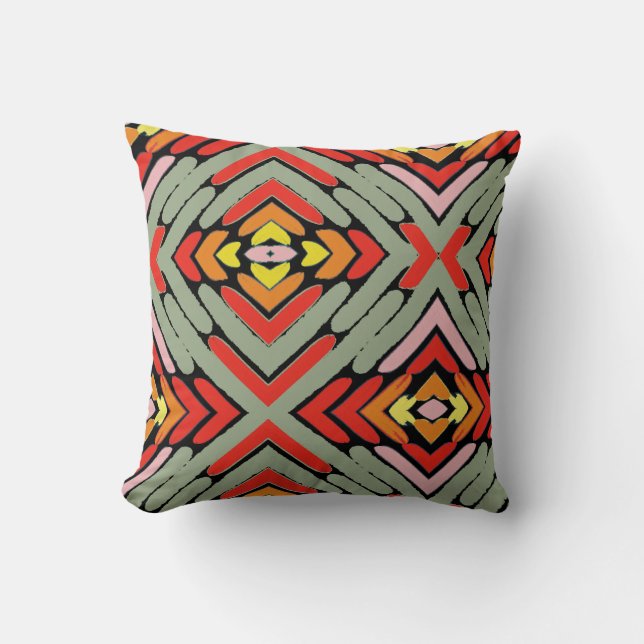 Southwestern Multicolored Pattern Throw Pillow (Front)