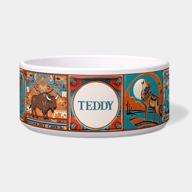 Southwestern Native American Tile Custom Pet Bowl (Front)