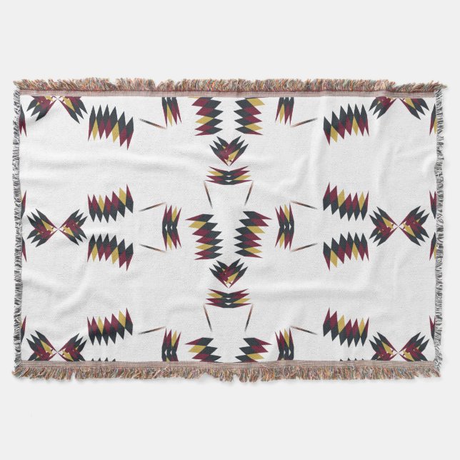 Southwestern Native Art Pattern Throw Blanket (Front)