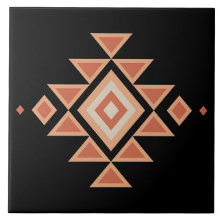 Southwestern Native Black and Desert Orange Ceramic Tile