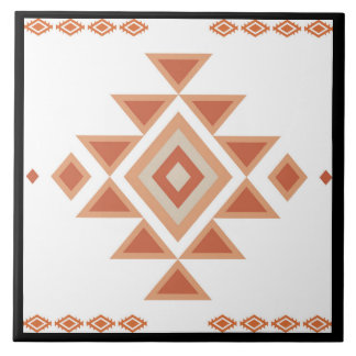 Southwestern Native Black and Desert Orange Ceramic Tile