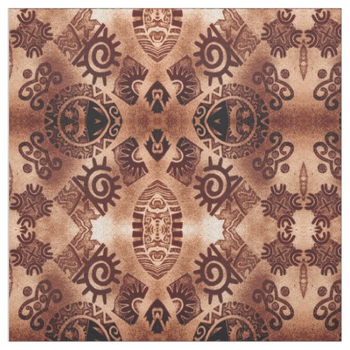 Southwestern Native Pictograph Brown Pattern Fabric