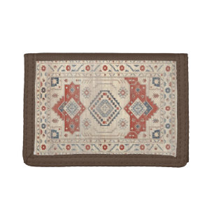 Southwestern Navajo Geometric Rug – Vintage Tribal Tri-fold Wallet