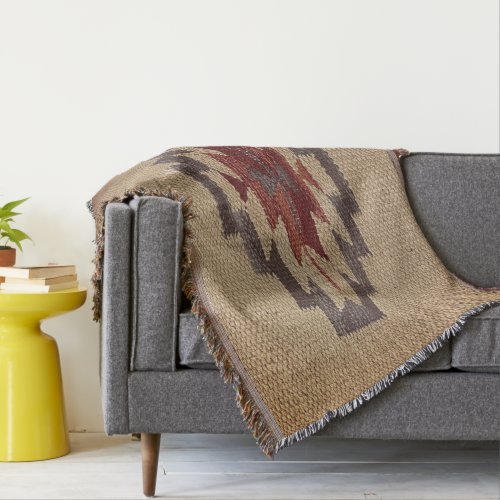 Southwestern Navajo Weave Print Faded Toffee Throw Blanket