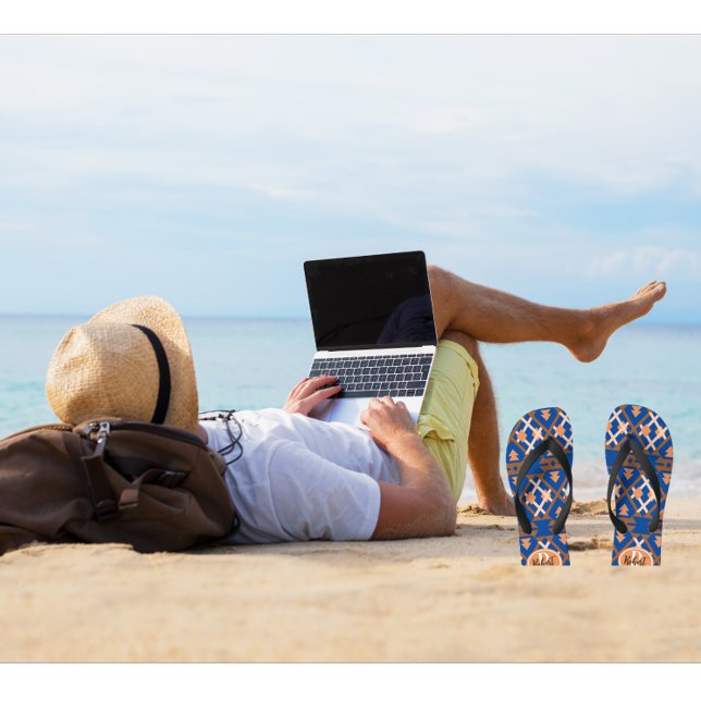 Southwestern Oasis Aztec Geometric Flip Flops (Dress code: comfortable.)