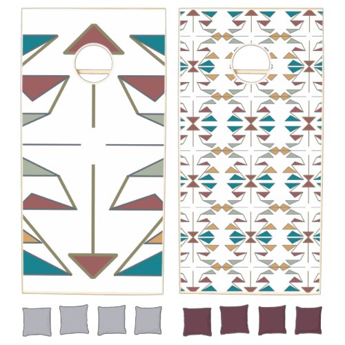 Southwestern Oblique Triangle Pattern Design Cornhole Set