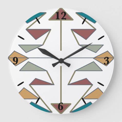 Southwestern Oblique Triangle Pattern Design Large Clock