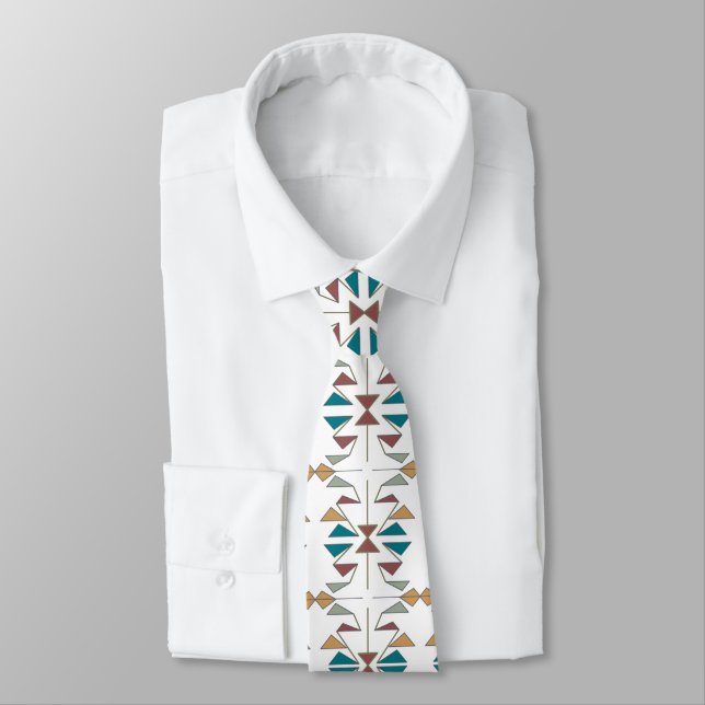 Southwestern Oblique Triangle Pattern Design Neck Tie (Tied)