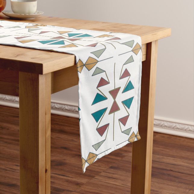 Southwestern Oblique Triangle Pattern Design Short Table Runner (In Situ)