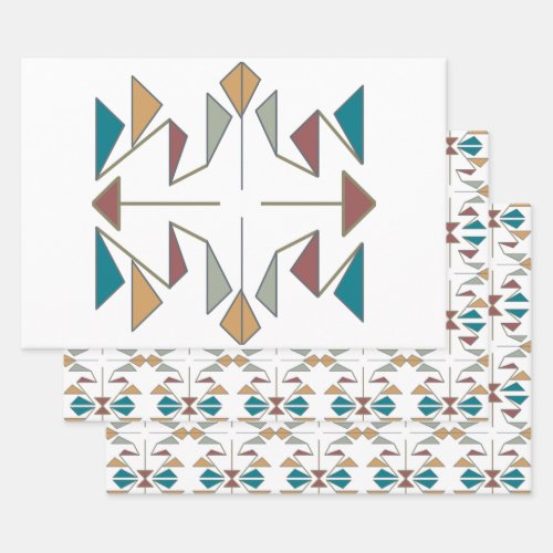 Southwestern Oblique Triangle Pattern Design Wrapping Paper Sheets