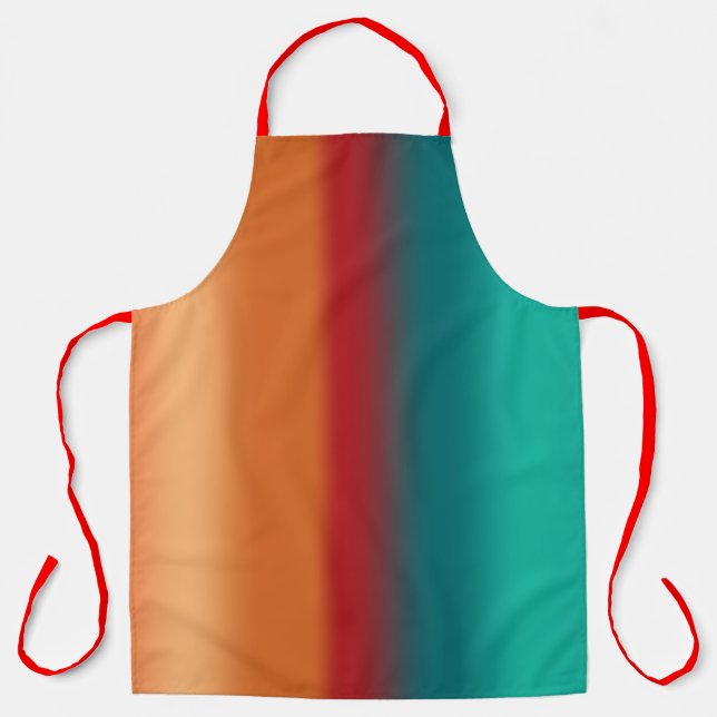 Southwestern Orange Red Turquoise Rainbow Stripes Apron (Front)