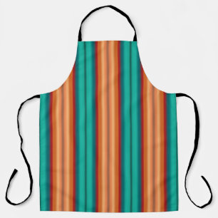 Southwestern Orange Red Turquoise Rainbow Stripes Apron