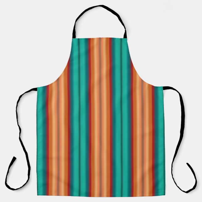 Southwestern Orange Red Turquoise Rainbow Stripes Apron (Front)