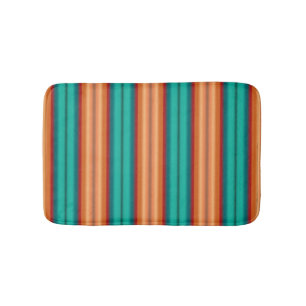 Southwestern Orange Red Turquoise Rainbow Stripes Bath Mat