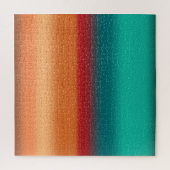 Southwestern Orange Red Turquoise Rainbow Stripes Jigsaw Puzzle (Vertical)