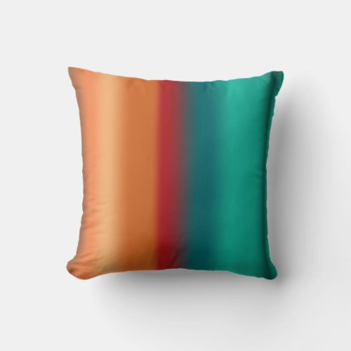 Southwestern Orange Red Turquoise Rainbow Stripes Throw Pillow