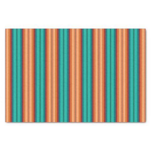 Southwestern Orange Red Turquoise Rainbow Stripes Tissue Paper