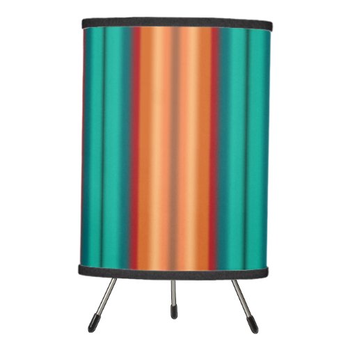 Southwestern Orange Red Turquoise Rainbow Stripes Tripod Lamp