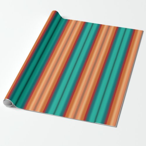 Southwestern Orange Red Turquoise Rainbow Stripes Wrapping Paper