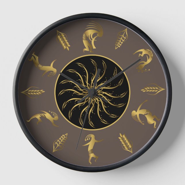 Southwestern Party Dancing Kokopellis Clock (Front)