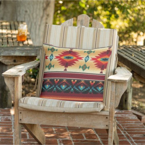 Southwestern pattern outdoor throw pillow