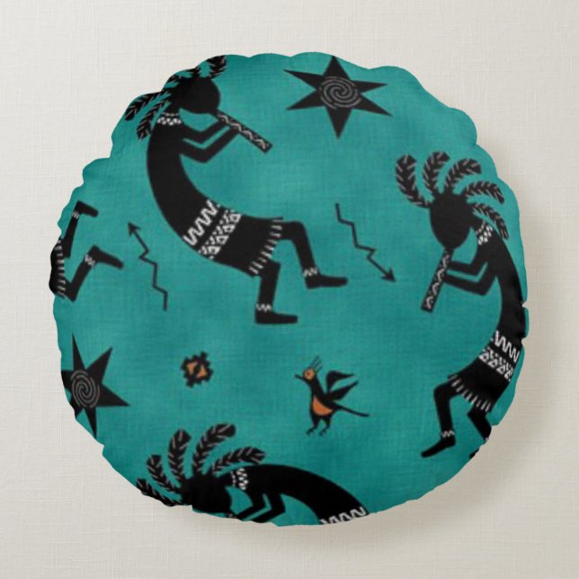 Southwestern pattern round throw pillow (Front)