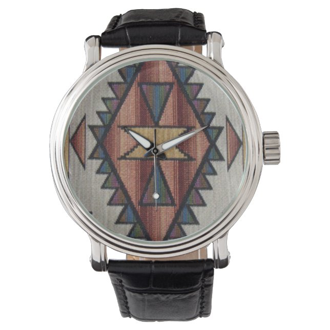 Southwestern pattern womens vintage style watch (Front)