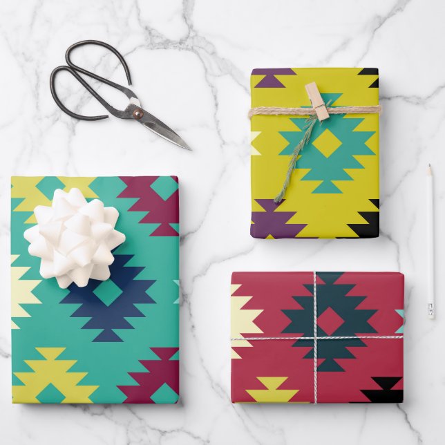 Southwestern Pattern Wrapping Paper Sheets (Front)