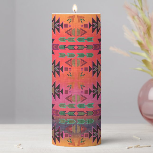 Southwestern Pink Skies Ombre Beautiful Pillar Candle (In Situ)