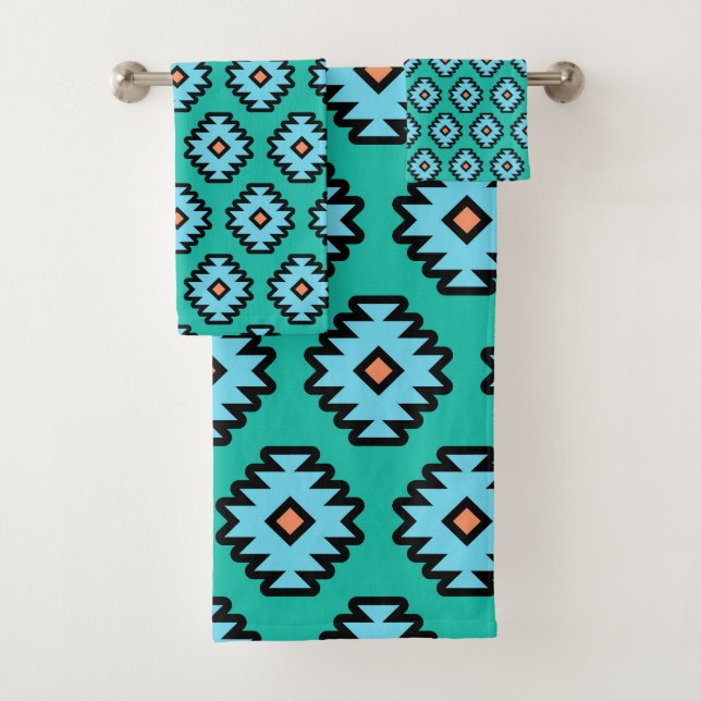 Southwestern Pop-Art Pattern Bath Towel Set (Insitu)