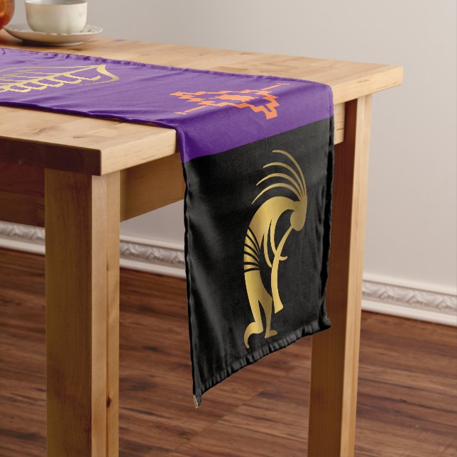 Southwestern Purple Black Kokopelli table cloth (In Situ)