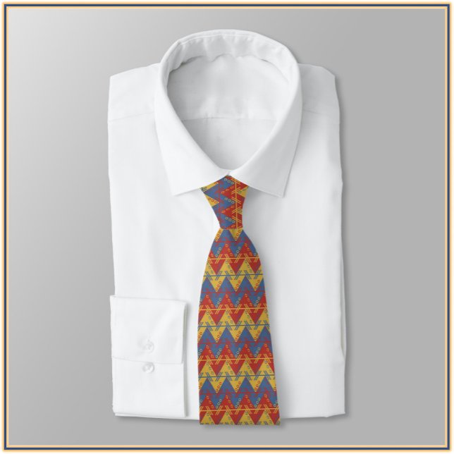 Southwestern Red Gold and Blue Pattern  Neck Tie (Creator Uploaded)