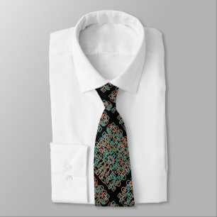 Southwestern Rust And Turquoise Line Art Drawing  Neck Tie