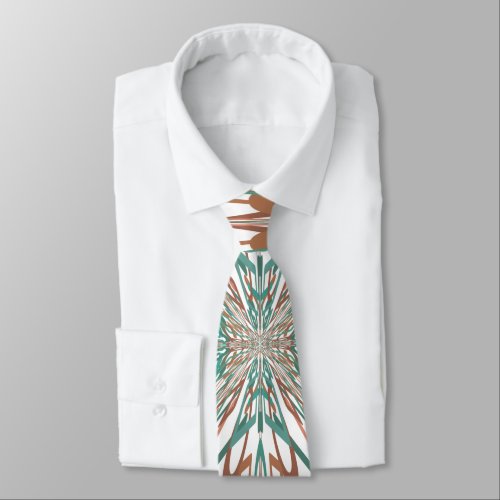 Southwestern Rust Turquoise Line Drawing Pattern Neck Tie