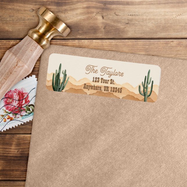 Southwestern Rustic Boho Desert Cactus Address Label (Creator Uploaded)