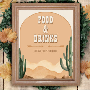 Southwestern Rustic Desert Cactus Food & Drinks Poster