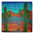 Southwestern Saguaro Sunset Painting
